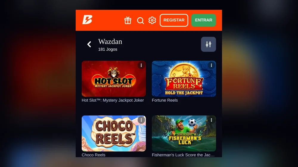 Slots (fornecedor Wazdan) no casino Betano no telemóvel — licenciado pelo SRIJ