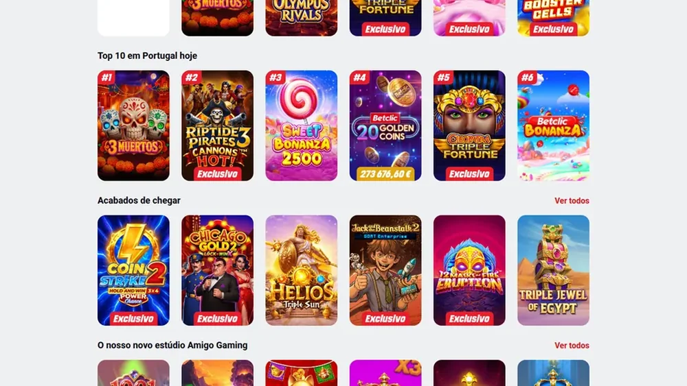 Secções Roulette e Blackjack no casino da Betclic