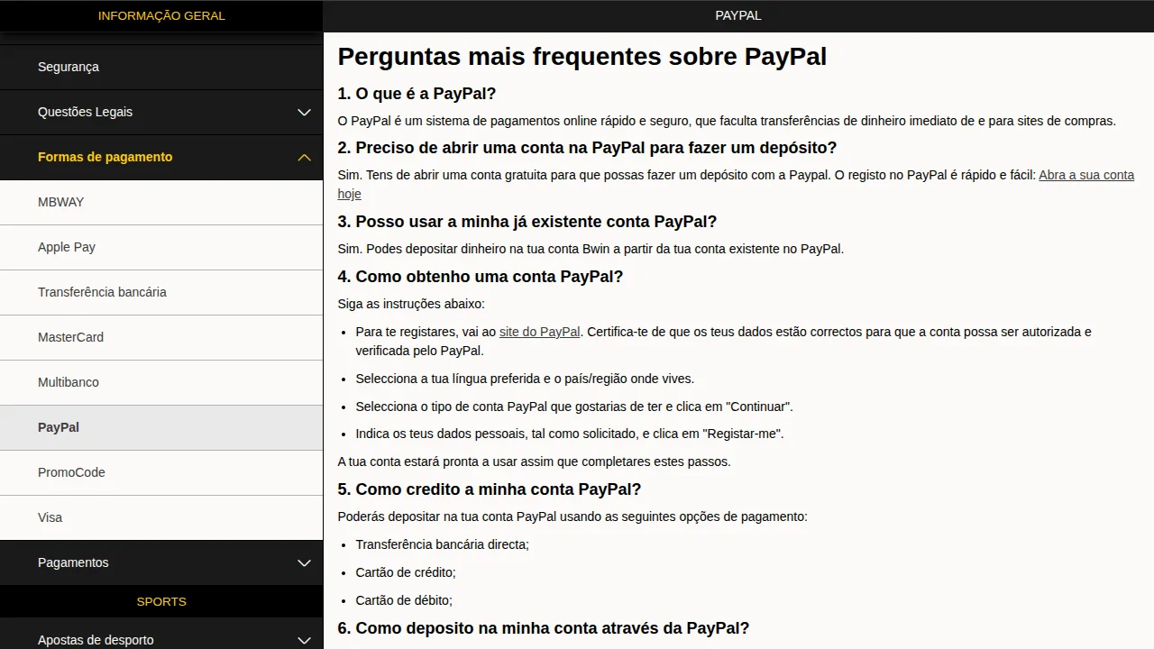 Perguntas frequentes da Bwin sobre PayPal: conta PayPal obrigatória e passos para depositar