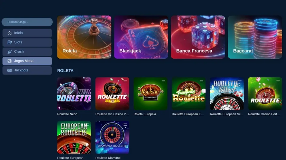 Jogos de mesa do Casino Portugal: roleta, blackjack, banca francesa e bacará