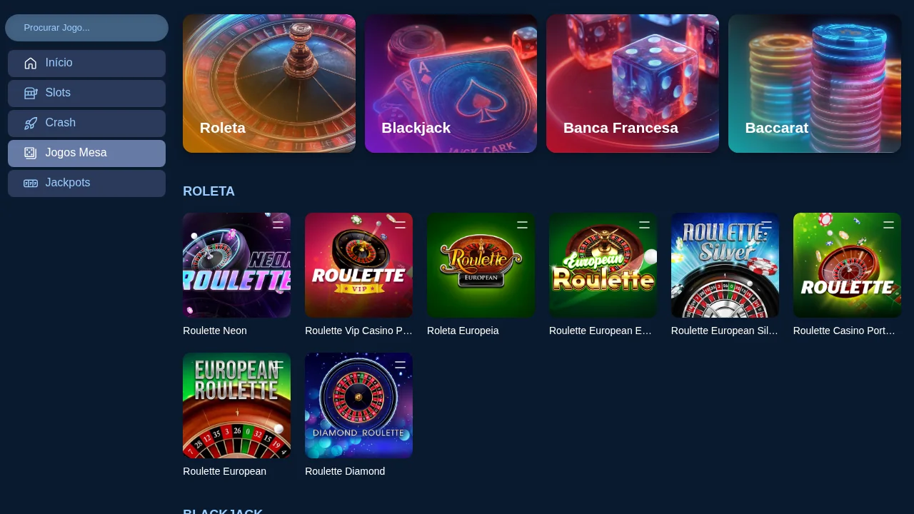 Secção de roleta do Casino Portugal com oito mesas, todas de um só zero: Neon, VIP, European, Silver e Diamond