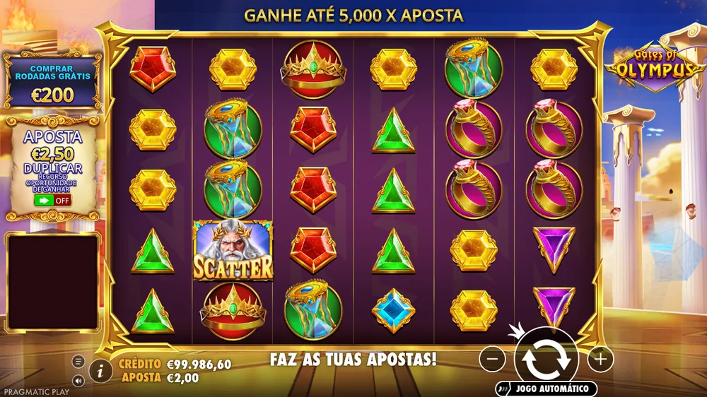 Gates of Olympus na demo, a anunciar o ganho máximo de 5.000 vezes a aposta