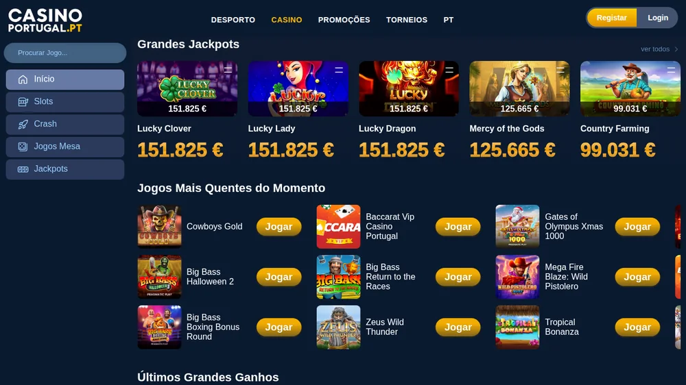 Casino Portugal com os grandes jackpots e os jogos mais quentes do momento