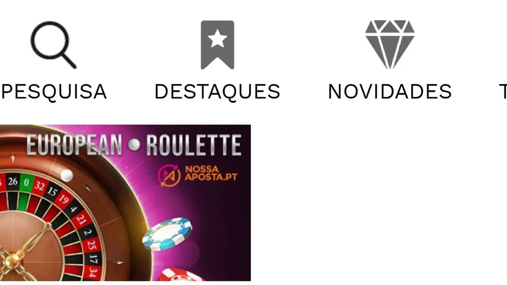 Categoria de roleta num casino online licenciado pelo SRIJ, no telemóvel