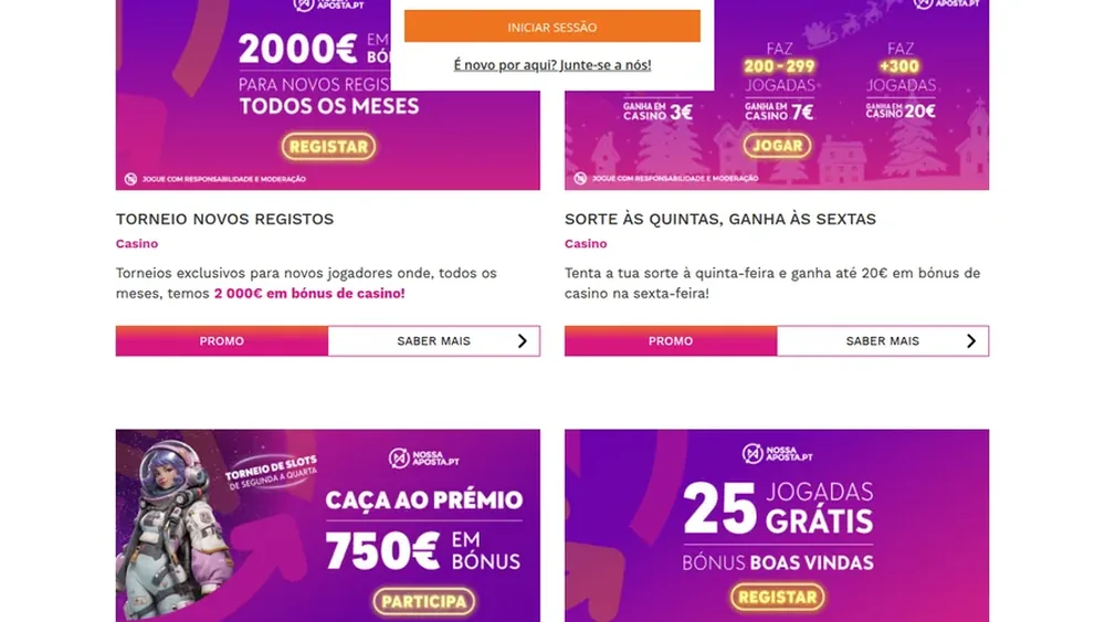 Promoções e torneios da Nossa Aposta