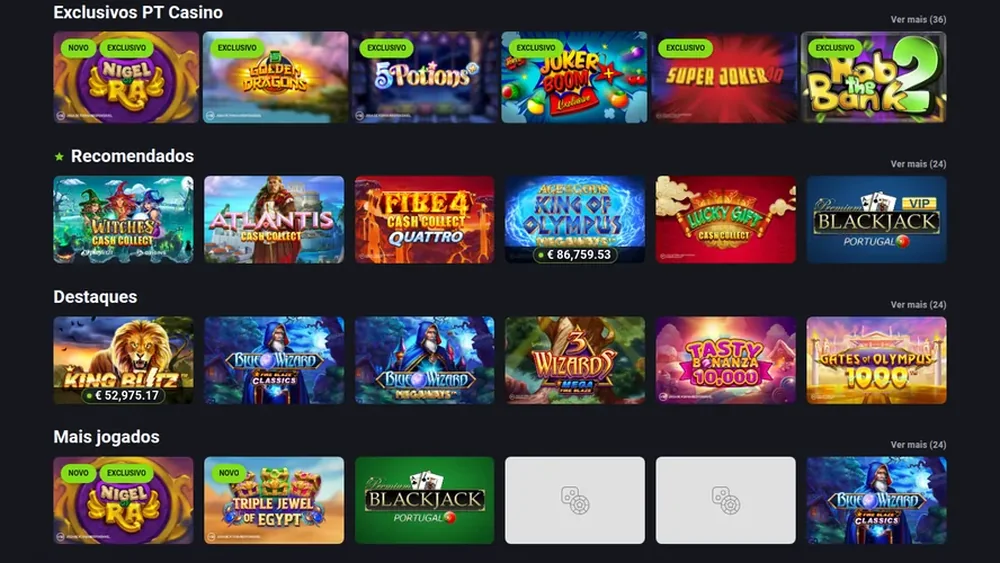 Jogos de jackpot com prémios acumulados no PT Casino da Placard — licenciado pelo SRIJ