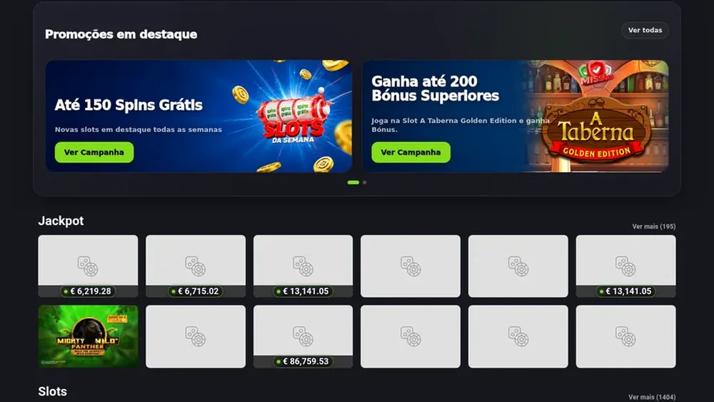 Jogos recomendados e mais jogados no PT Casino da Placard — licenciado pelo SRIJ