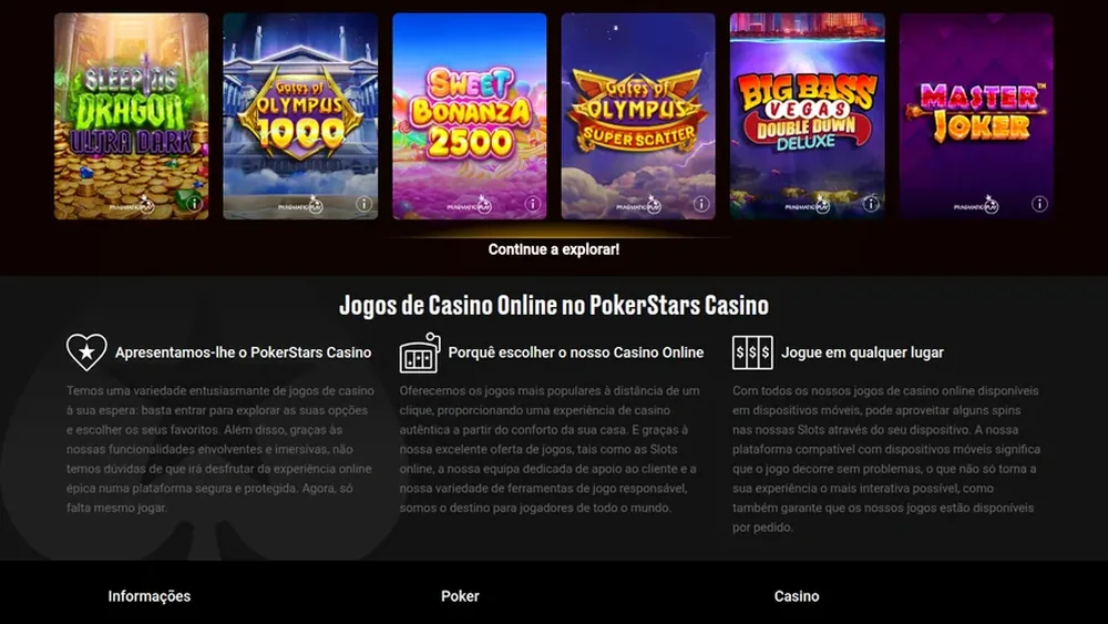 Jackpots na aplicação móvel do casino PokerStars — licenciado pelo SRIJ