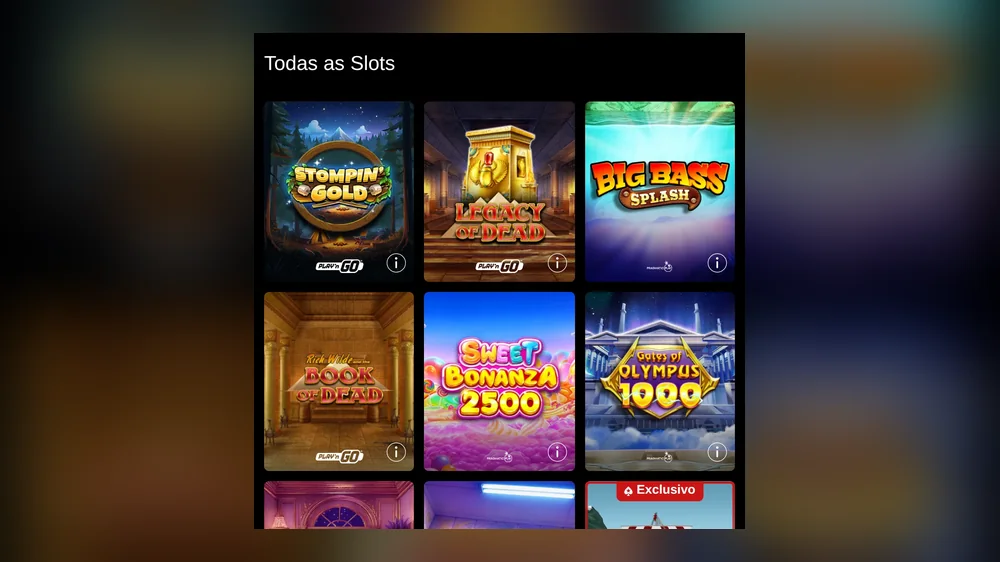 Lista completa de slots na aplicação do casino PokerStars, licenciado pelo SRIJ