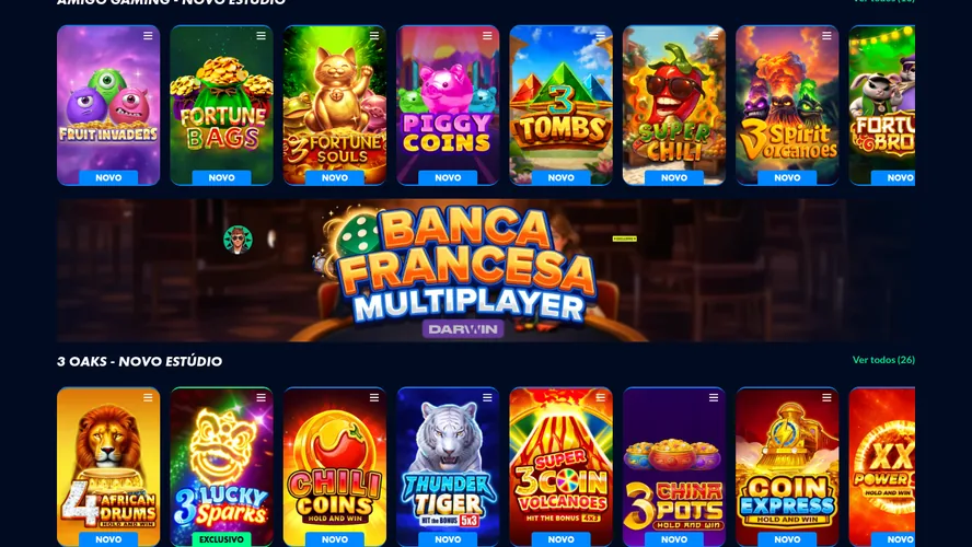 Lobby do casino Solverde.pt no telemóvel, com jogos exclusivos e novidades e a mesa Banca Francesa Multiplayer — operador licenciado pelo SRIJ