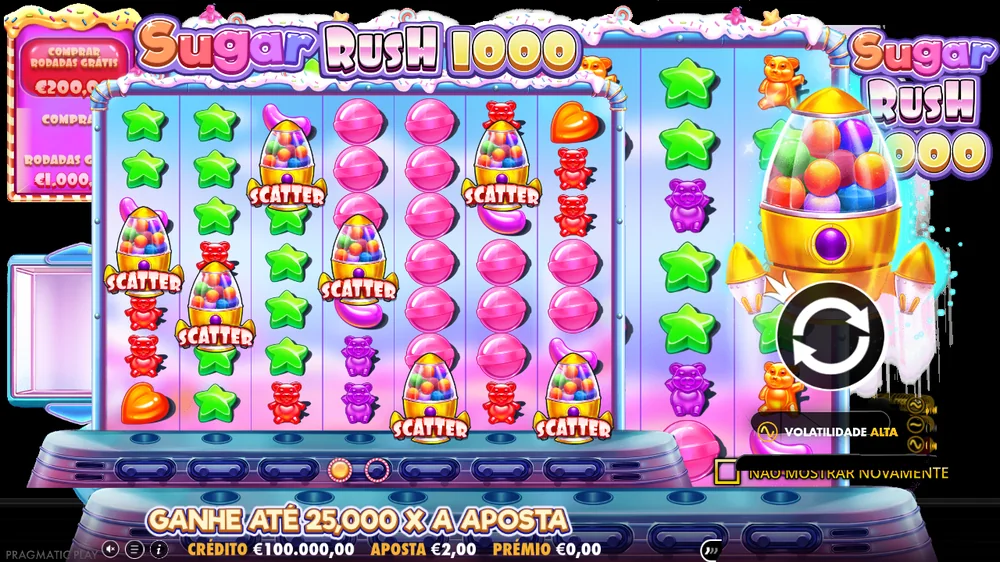 Sugar Rush 1000 a anunciar o ganho máximo de 25.000 vezes a aposta