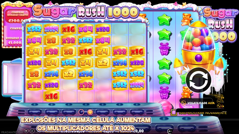 Ecrã de abertura da Sugar Rush 1000: multiplicadores até 1024x