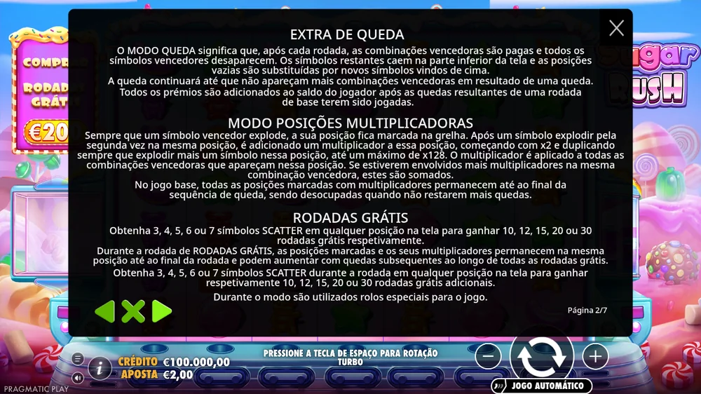 Regras da Sugar Rush: posições multiplicadoras até 128x e rodadas grátis de 10 a 30