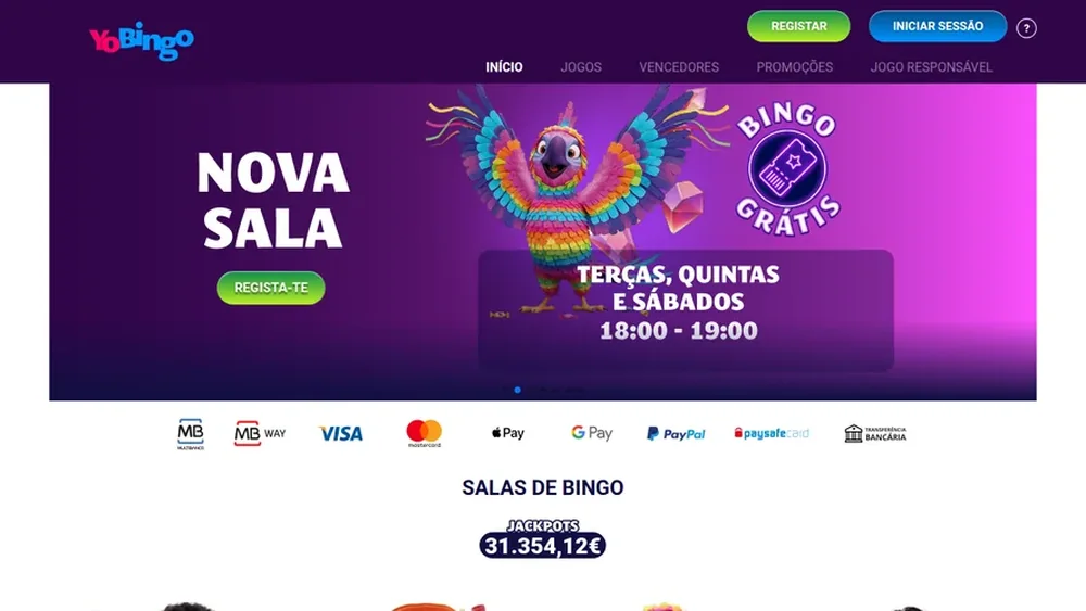Bónus de boas-vindas e promoções na YoBingo, licenciado pelo SRIJ
