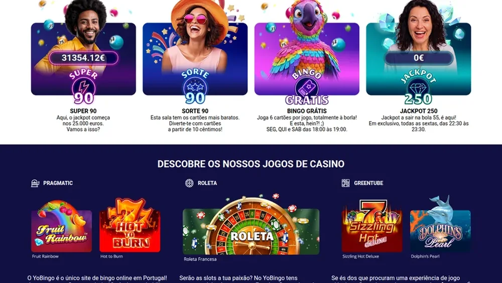 Salas de bingo da YoBingo com jackpots e horários, licenciado pelo SRIJ