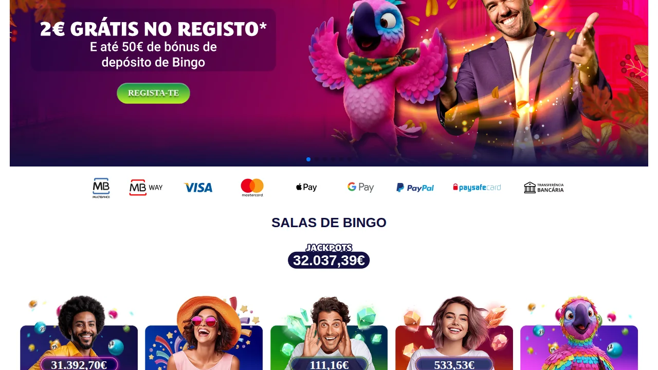 Grelha de salas de bingo da YoBingo com os jackpots em tempo real a 1 de outubro de 2026